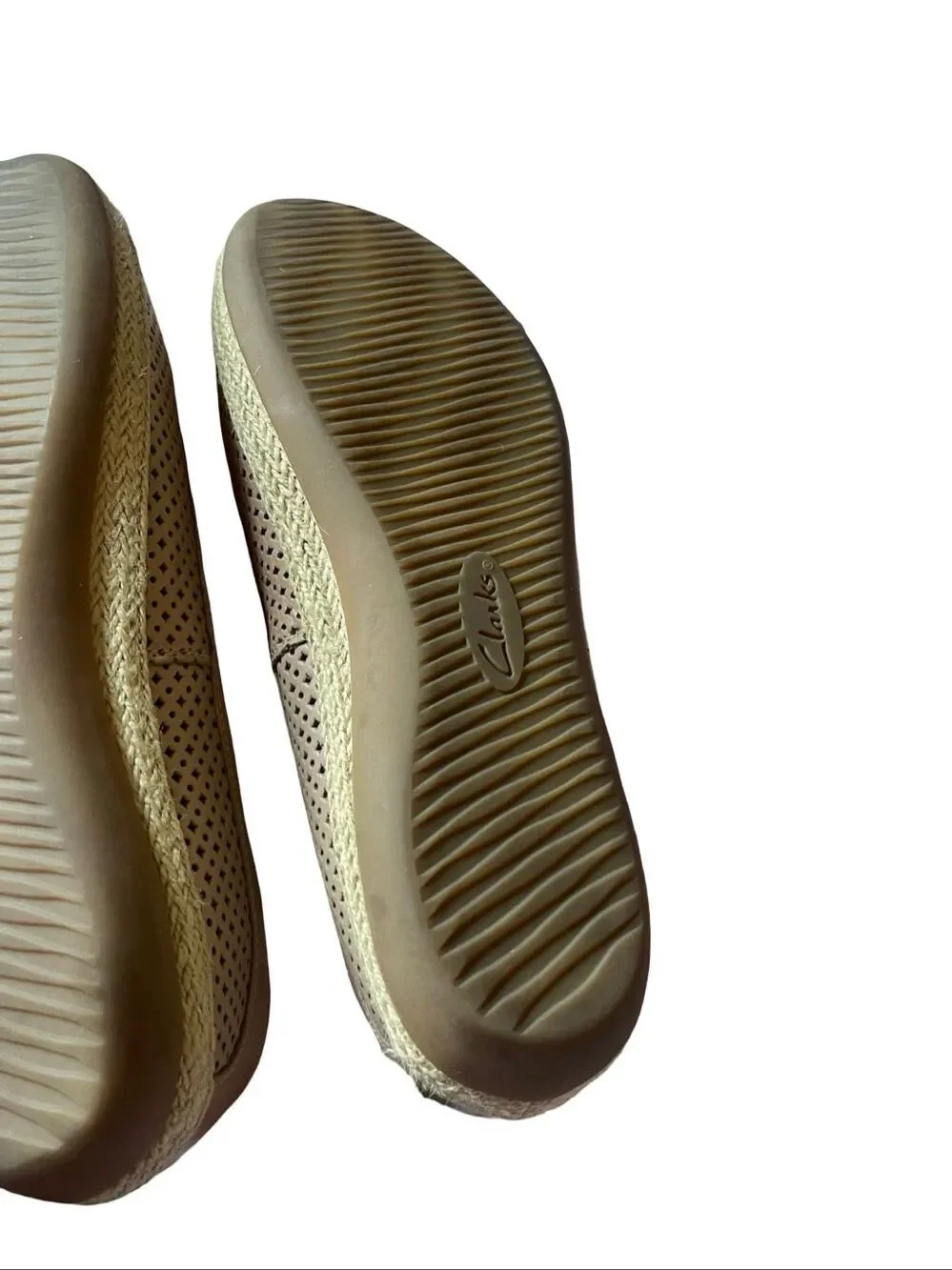 Clarks Womens Tan Danelly Adira Perforated Espadrille Slip On Flats Size 10
